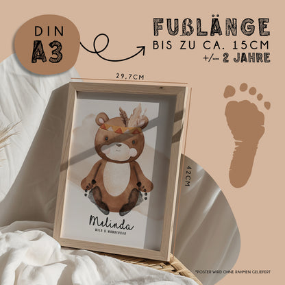 Fußabdruck Poster „Bär“ – personalisierbar