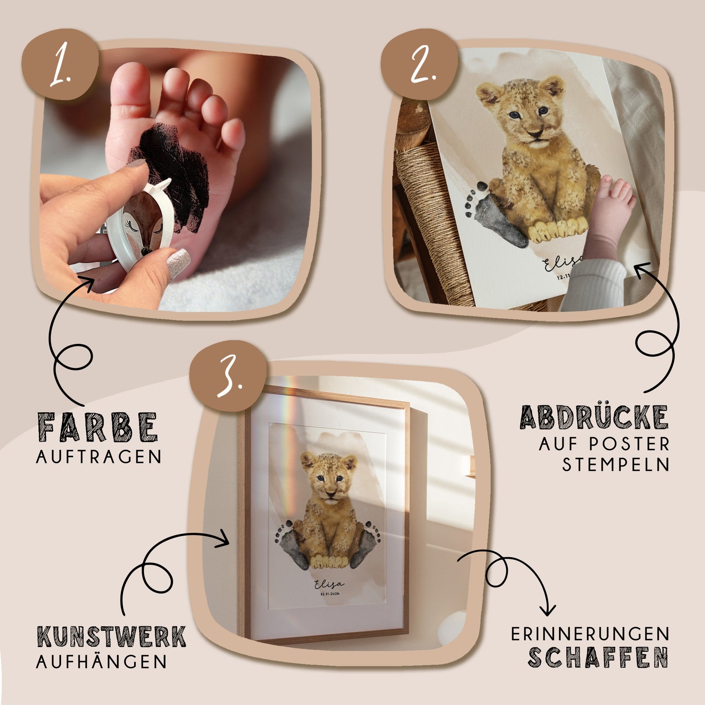 Fußabdruck Poster „Löwe“ – personalisierbar