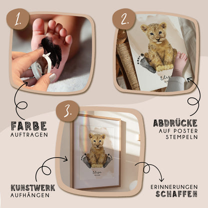 Fußabdruck Poster „Löwe“ – personalisierbar