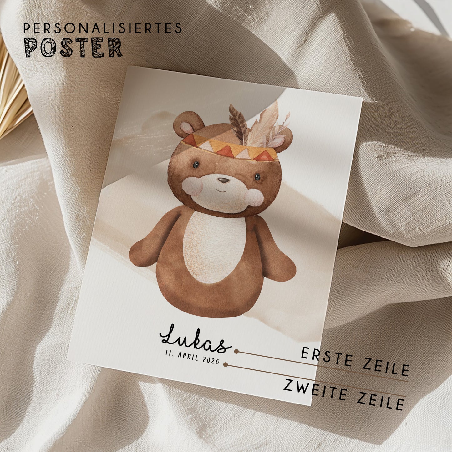 Fußabdruck Poster „Bär“ – personalisierbar