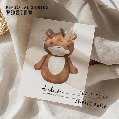 Fußabdruck Poster „Bär“ – personalisierbar