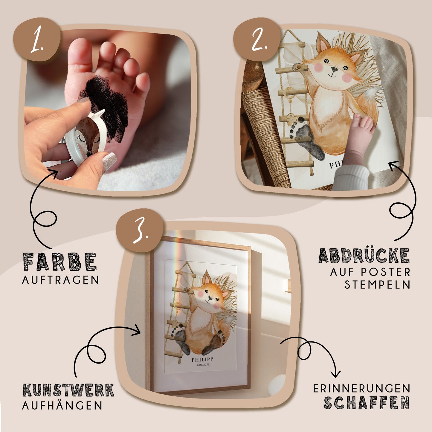 Fußabdruck Poster „Fuchs“ – personalisierbar