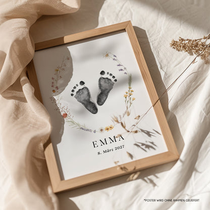 Fußabdruck Poster „Wildblumen Kranz“ – personalisierbar
