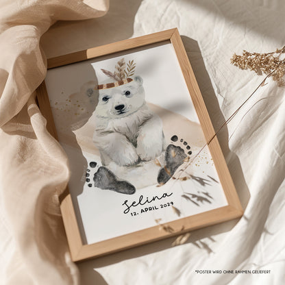Fußabdruck Poster „Eisbär“ – personalisierbar