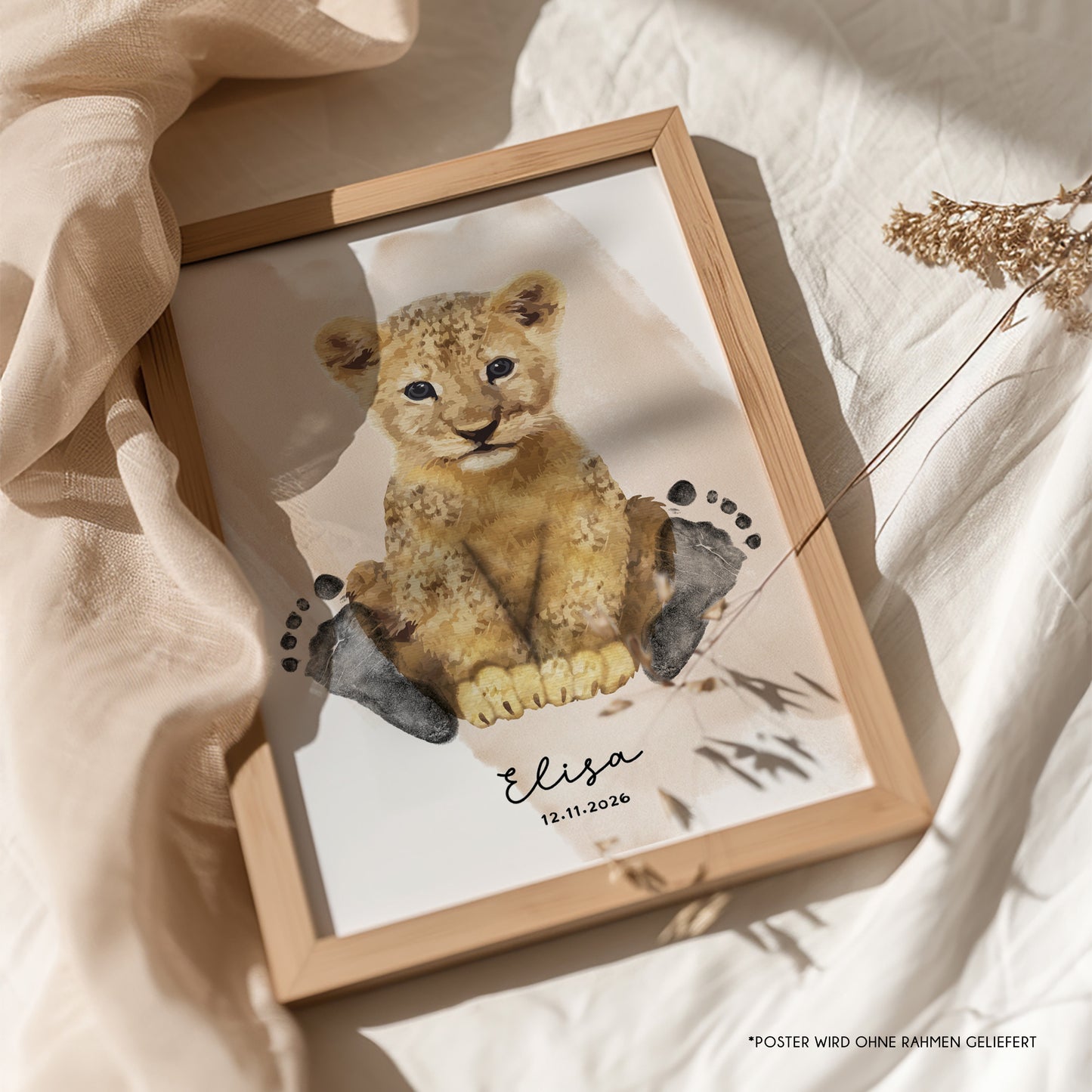Fußabdruck Poster „Löwe“ – personalisierbar