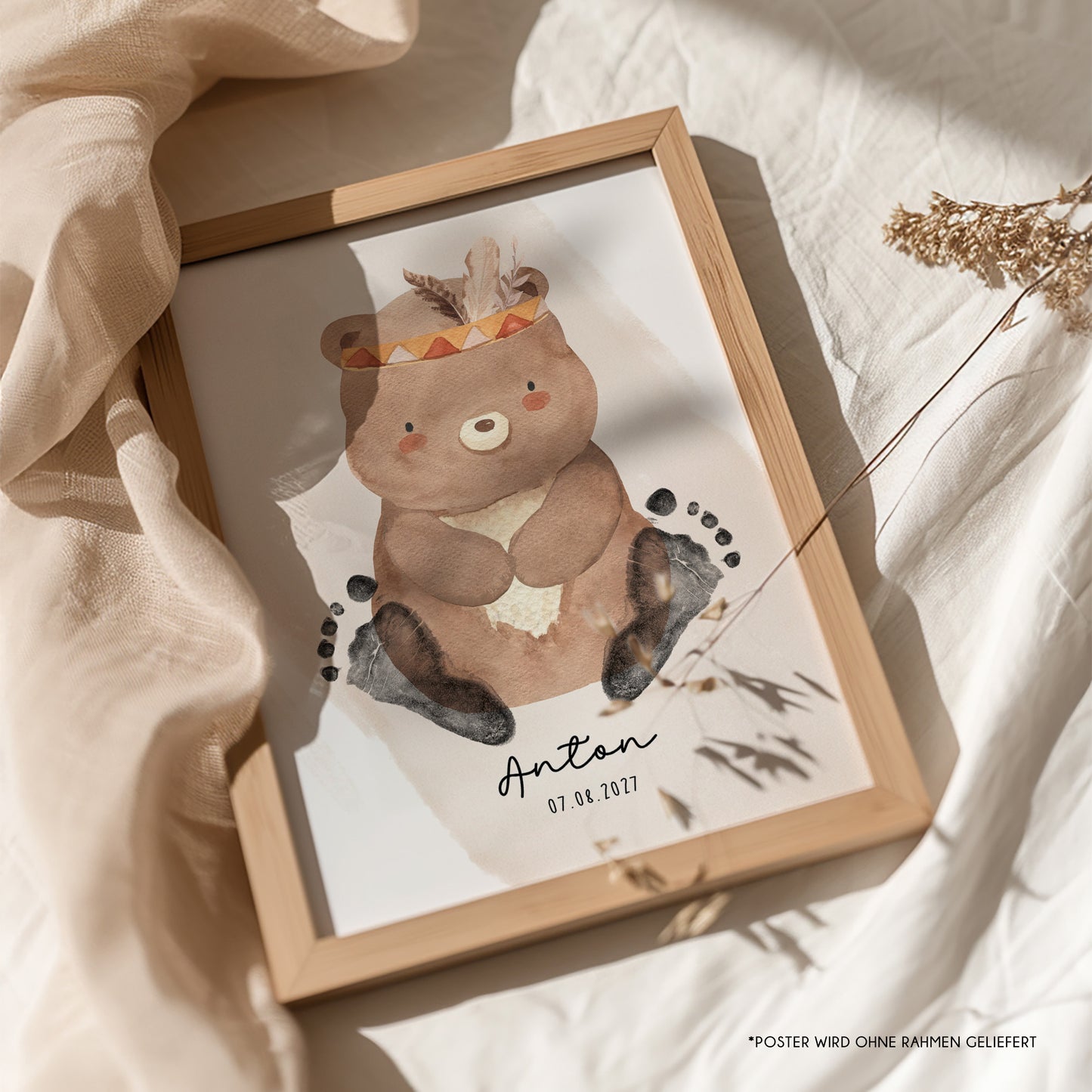 Fußabdruck Poster „Bär“ – personalisierbar