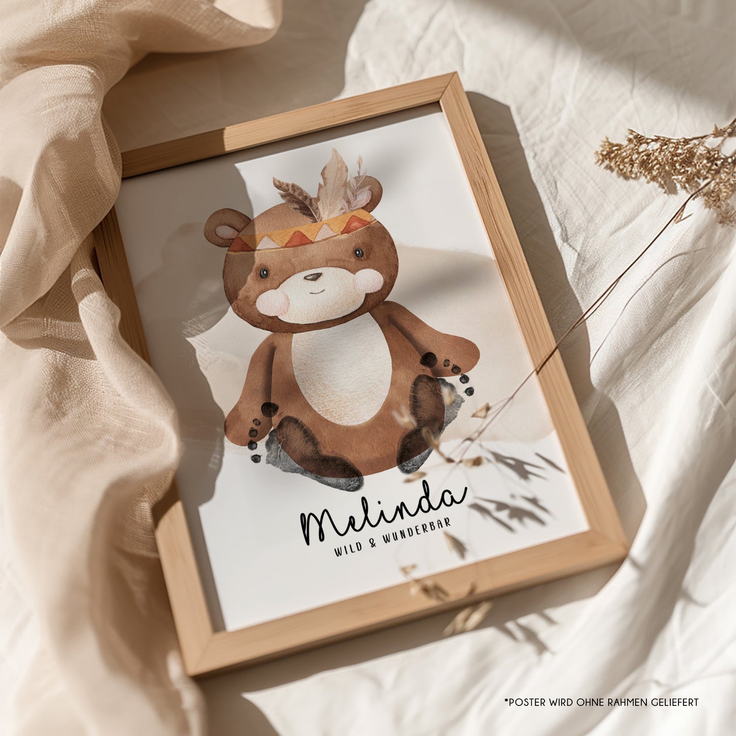 Fußabdruck Poster „Bär“ – personalisierbar