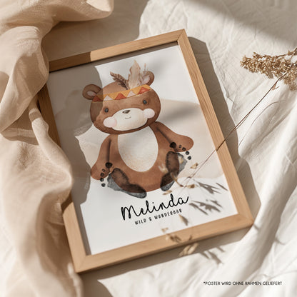 Fußabdruck Poster „Bär“ – personalisierbar