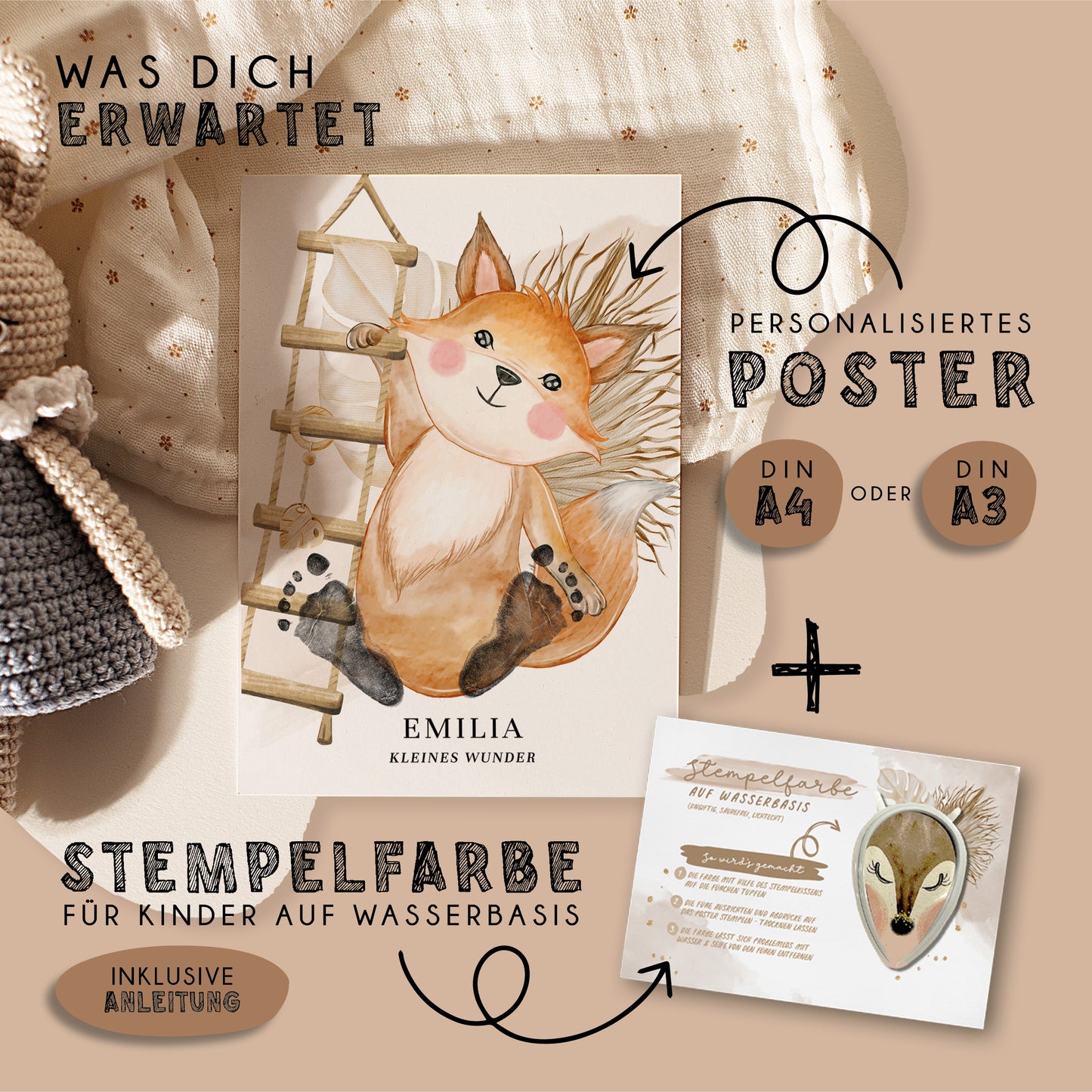 Fußabdruck Poster „Fuchs“ – personalisierbar