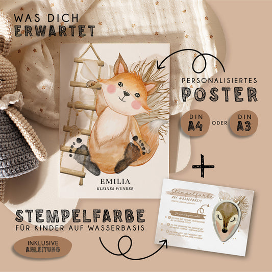 Fußabdruck Poster „Fuchs“ – personalisierbar