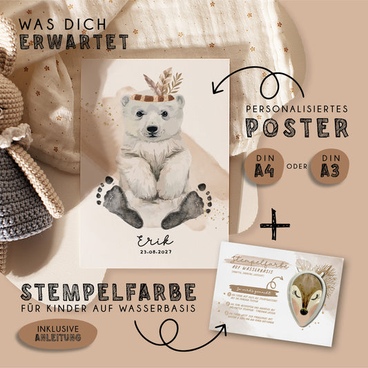 Fußabdruck Poster „Eisbär“ – personalisierbar