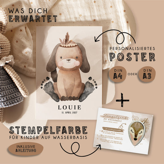 Fußabdruck Poster „Hund“ – personalisierbar