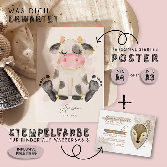 Fußabdruck Poster „Kuh“ – personalisierbar