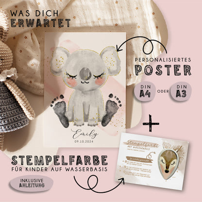Fußabdruck Poster „Koala“ – personalisierbar