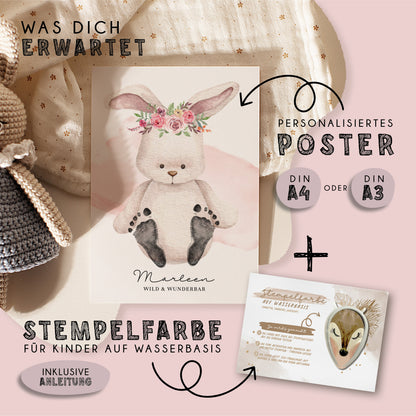 Fußabdruck Poster „Häschen“ – personalisierbar