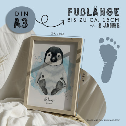 Fußabdruck Poster „Pinguin“ – personalisierbar