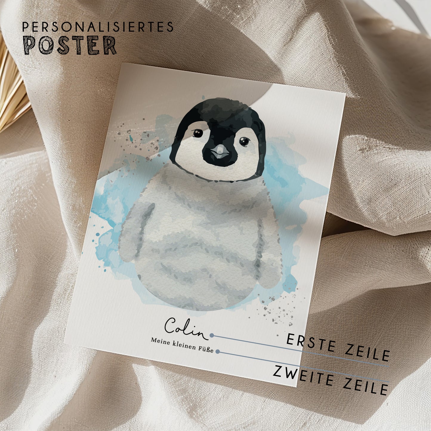 Fußabdruck Poster „Pinguin“ – personalisierbar