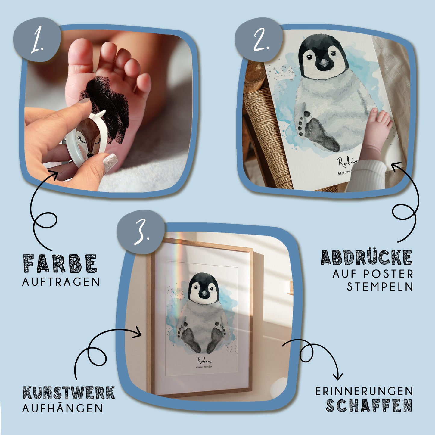 Fußabdruck Poster „Pinguin“ – personalisierbar