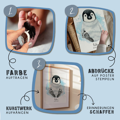 Fußabdruck Poster „Pinguin“ – personalisierbar