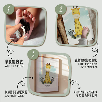 Fußabdruck Poster „Giraffe“ – personalisierbar
