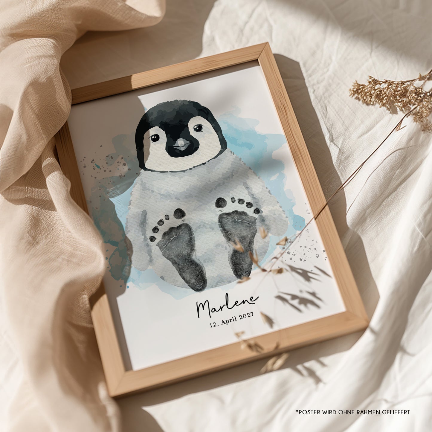 Fußabdruck Poster „Pinguin“ – personalisierbar