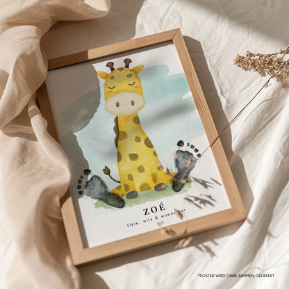 Fußabdruck Poster „Giraffe“ – personalisierbar