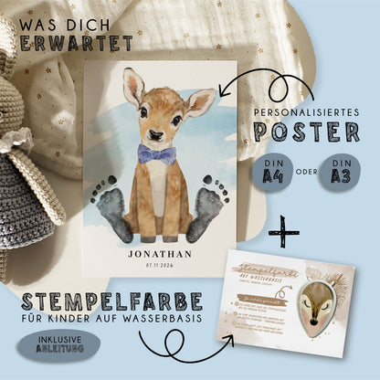 Fußabdruck Poster „Reh“ – personalisierbar