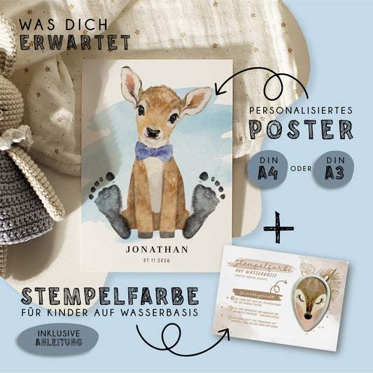 Fußabdruck Poster „Reh“ – personalisierbar