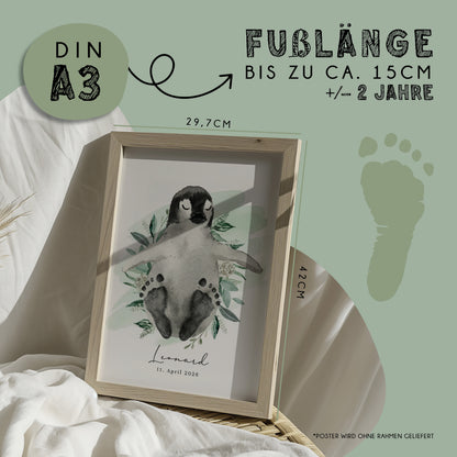 Fußabdruck Poster „Pinguin“ – personalisierbar
