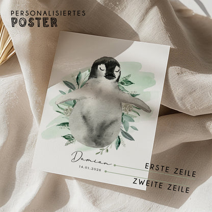 Fußabdruck Poster „Pinguin“ – personalisierbar