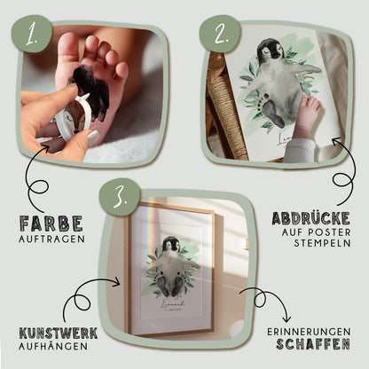 Fußabdruck Poster „Pinguin“ – personalisierbar
