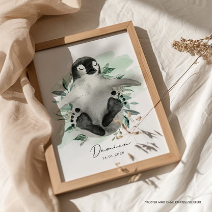 Fußabdruck Poster „Pinguin“ – personalisierbar