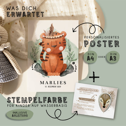 Fußabdruck Poster „Tiger“ – personalisierbar